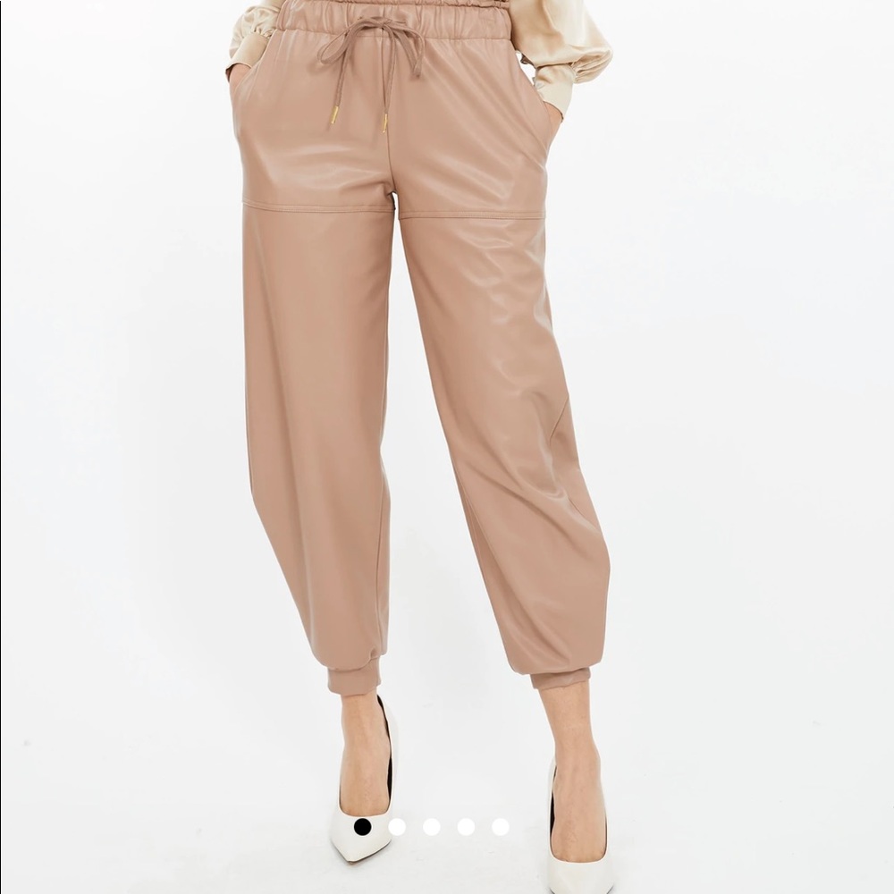 Vegan leather jogger pants